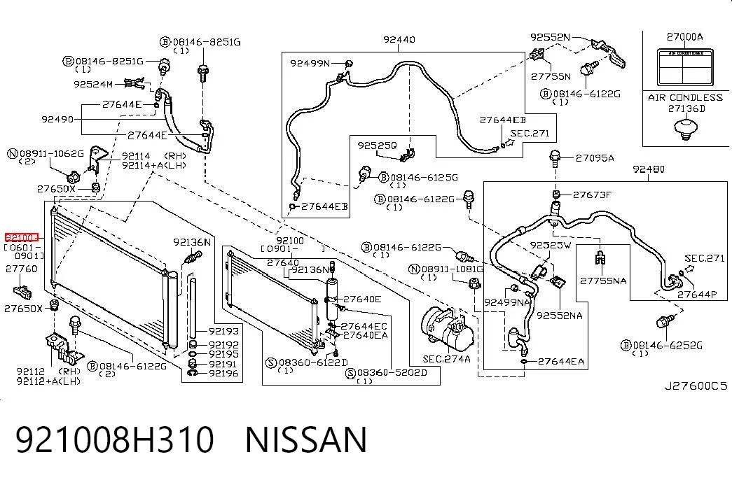 Radiador de aparelho de ar condicionado Nissan X-Trail preço, a partir de 74,91 USD