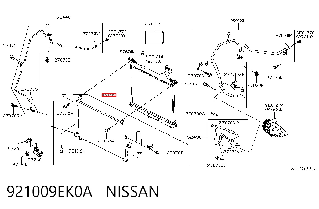 Radiador de aparelho de ar condicionado para Nissan Versa NOTE E12