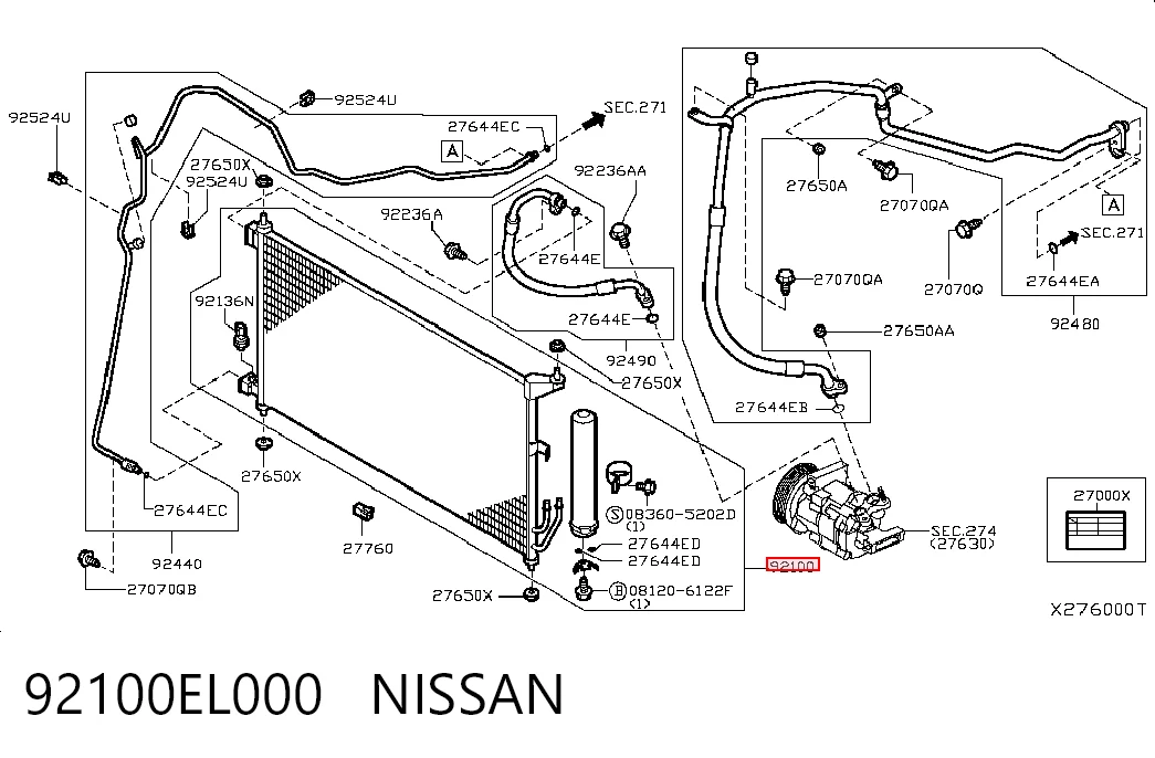  Radiador de aparelho de ar condicionado Nissan Tiida NMEX ASIA hatchback (C11X) (2006 - 2012) NMEX ASIA