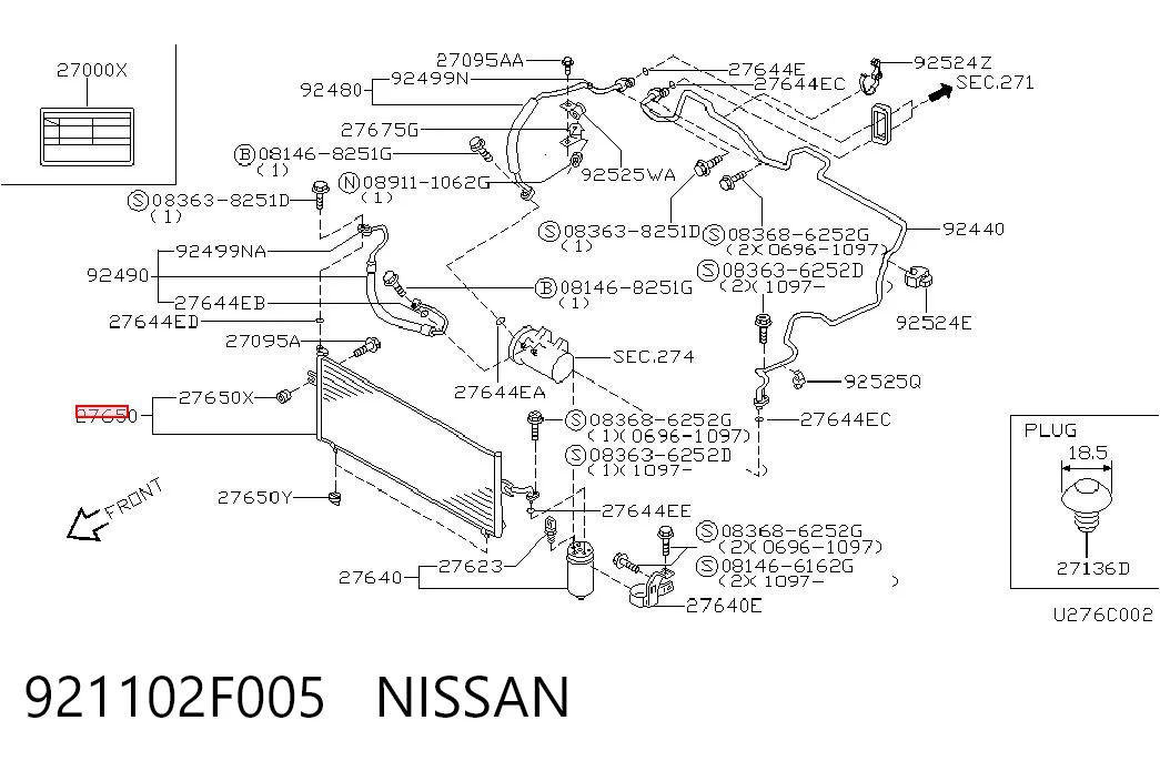  Radiador de aparelho de ar condicionado Nissan Terrano II SUV (R20) (1993 - 2006) II