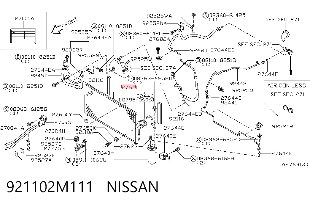 Radiador de aparelho de ar condicionado para Nissan Almera I N15