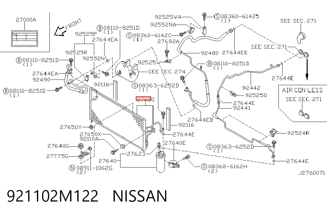  Radiador de aparelho de ar condicionado Nissan Almera I hatchback (N15) (1995 - 2000) I
