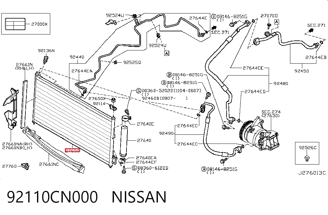 Radiador de aparelho de ar condicionado Nissan Murano  Z50