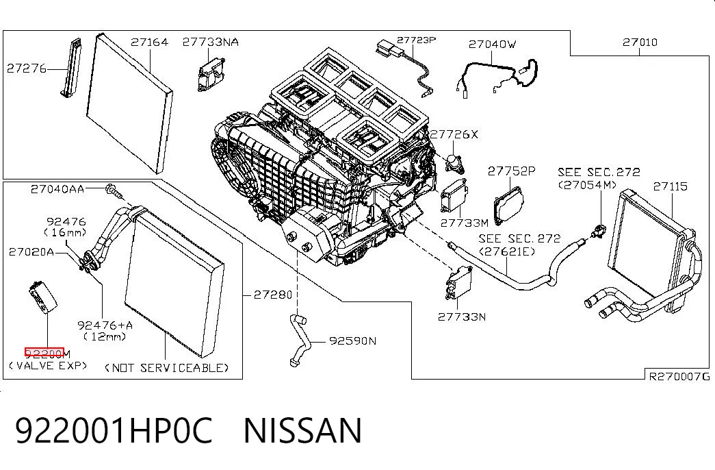 922001HP0C Nissan/Infiniti Válvula TRV de aparelho de ar condicionado
