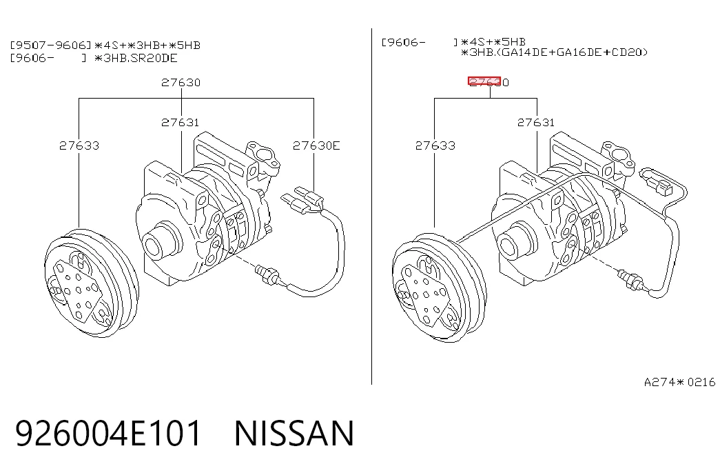 Compressor de aparelho de ar condicionado Nissan Primera  P10