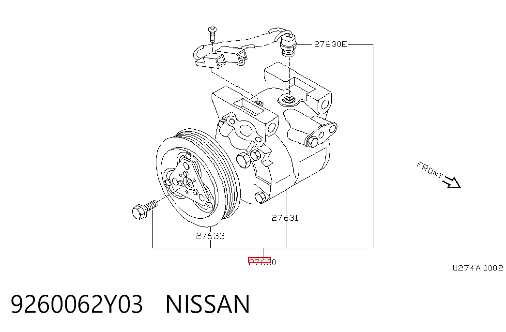 Compressor de aparelho de ar condicionado para Nissan Sunny III Y10