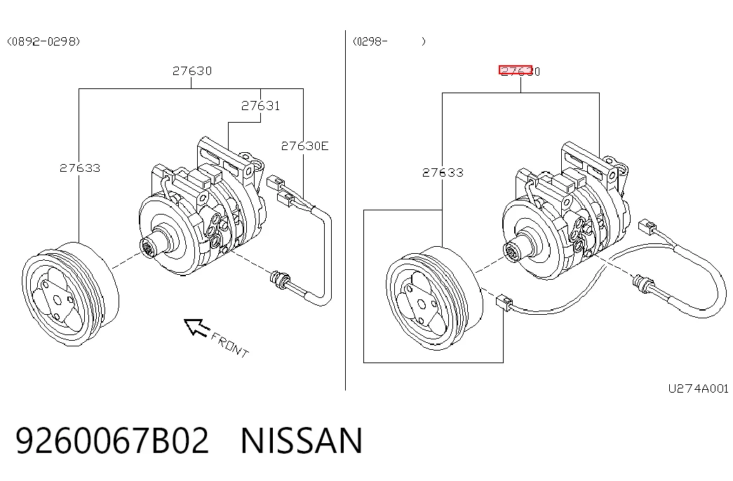  Compressor de aparelho de ar condicionado Nissan Micra hatchback (K11) (1992 - 2003) 
