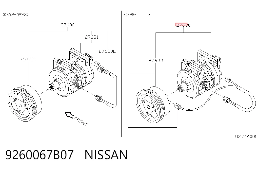 Compressor de aparelho de ar condicionado para Nissan Micra  K11
