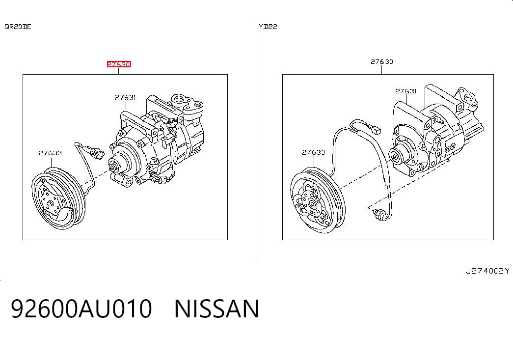 92600AU010 Nissan/Infiniti Compressor de aparelho de ar condicionado