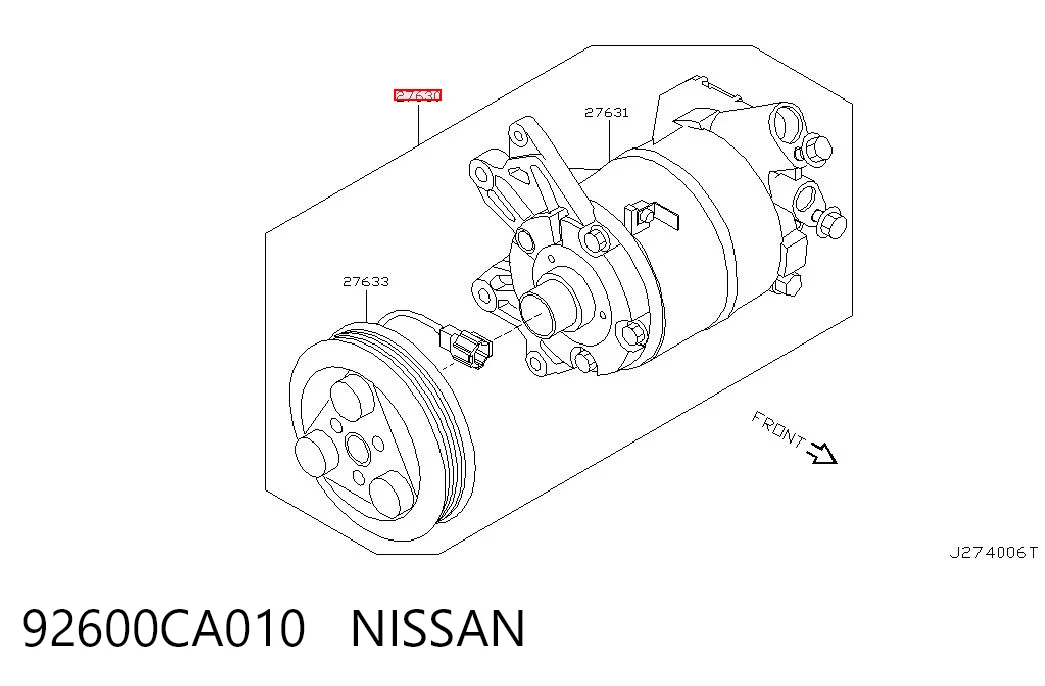 92600CA010 Nissan/Infiniti Compressor de aparelho de ar condicionado