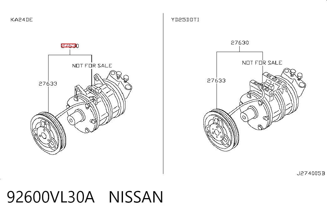 92600VL30A Nissan/Infiniti Compressor de aparelho de ar condicionado