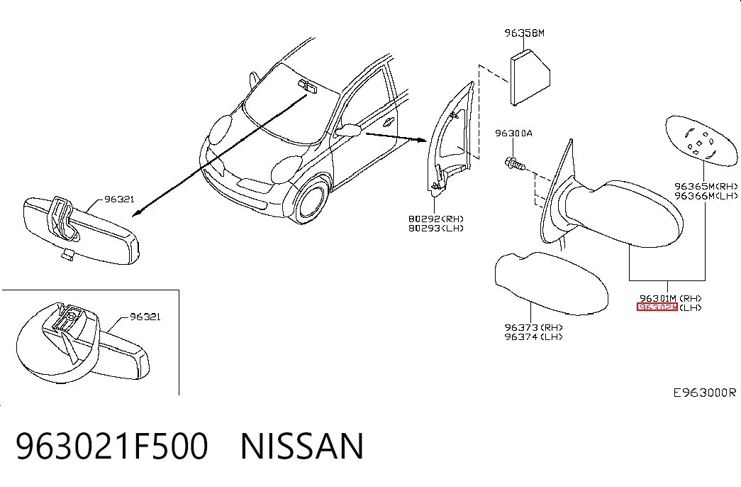 Espelho de retrovisão esquerdo para Nissan Micra K12
