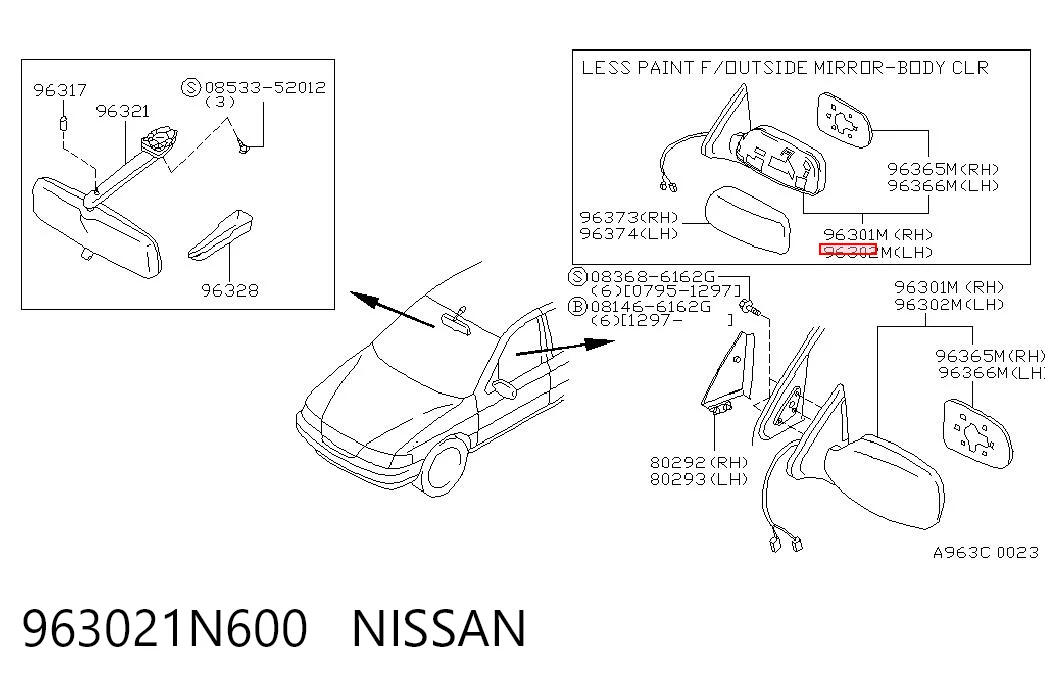 Espelho de retrovisão esquerdo para Nissan Almera N15