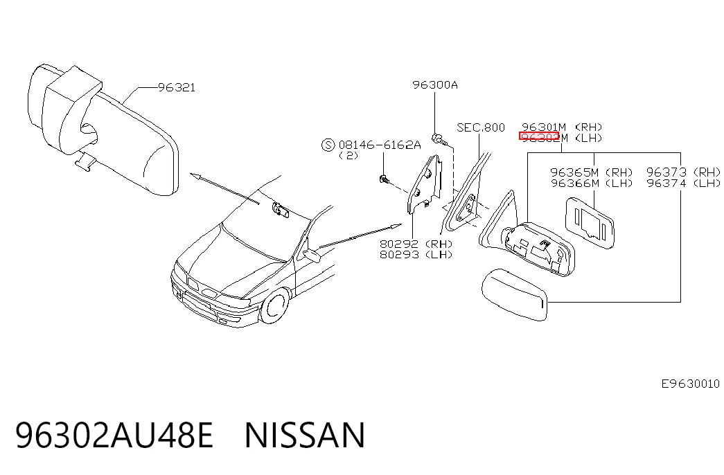 Compre Espelho de retrovisão esquerdo Nissan Primera 