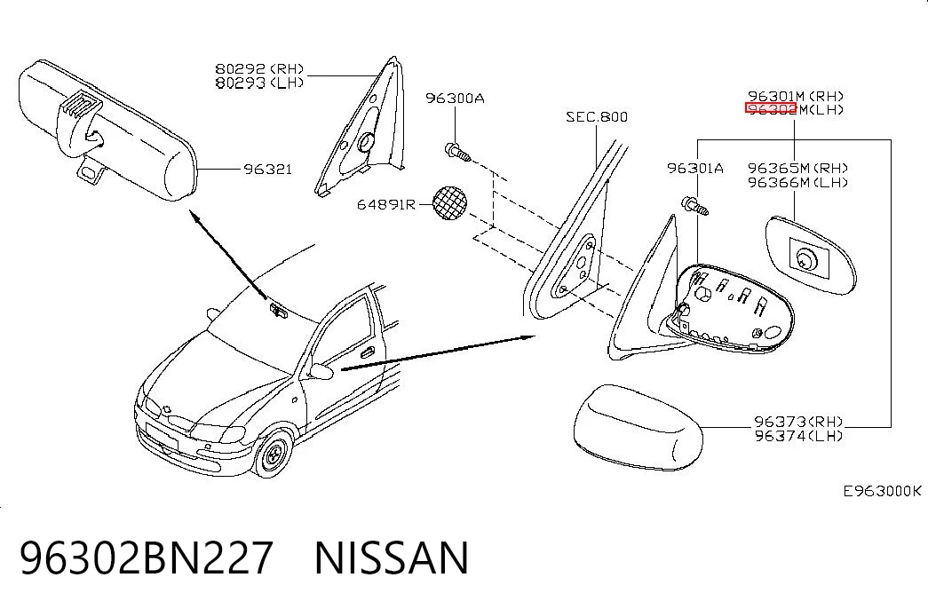 Espelho de retrovisão esquerdo Nissan Almera II N16 ao melhor preço