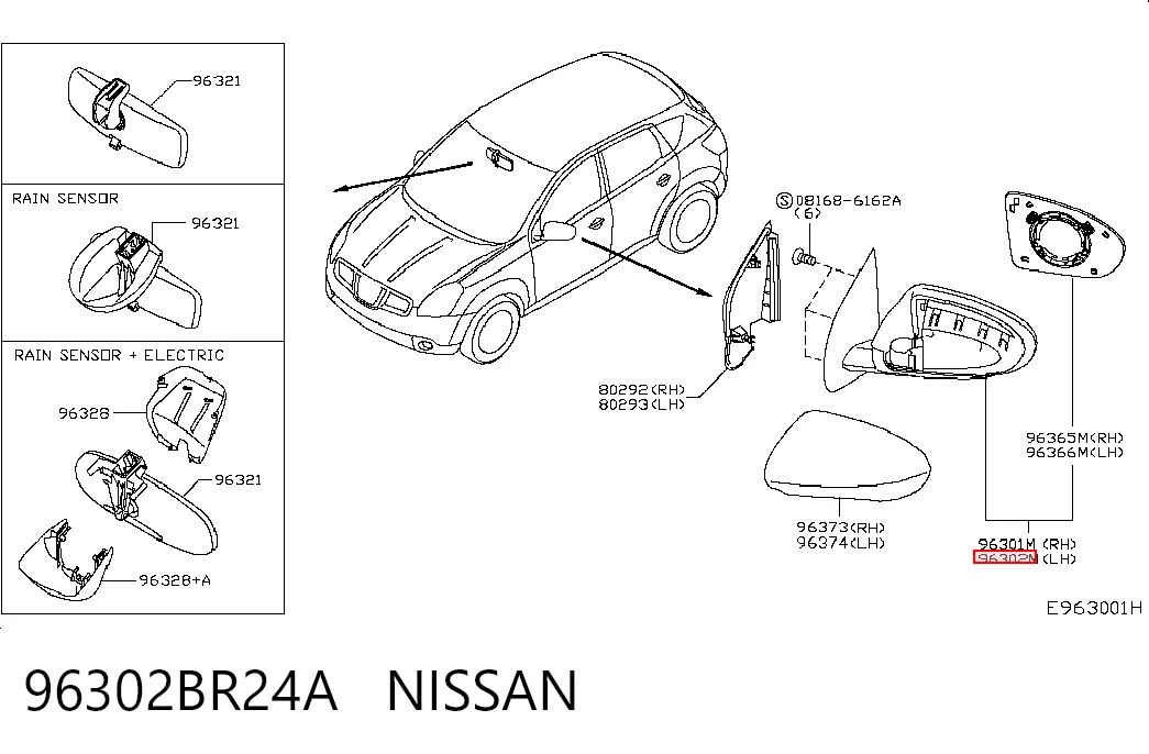 Espelho de retrovisão esquerdo para Nissan Qashqai I J10