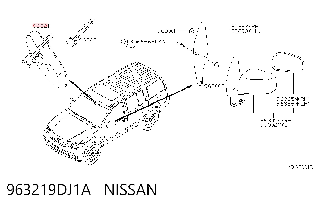  Espelho de salão interno Nissan Navara NP300 IV pick-up (D23, D23T) (2014 - 2021) NP300 IV