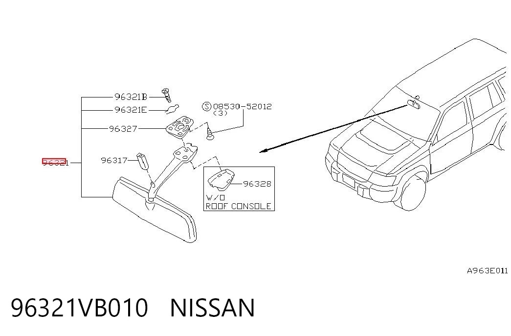 Espelho de salão interno Nissan Patrol  Y61 ao melhor preço