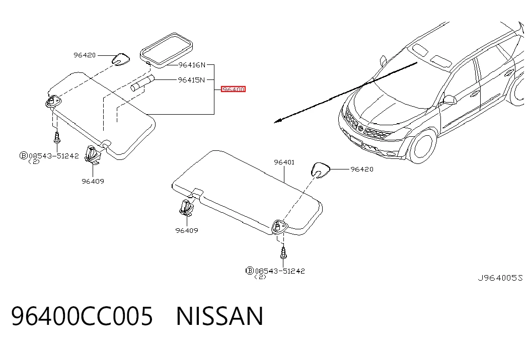 Pala contra o sol Nissan Murano  Z50 ao melhor preço