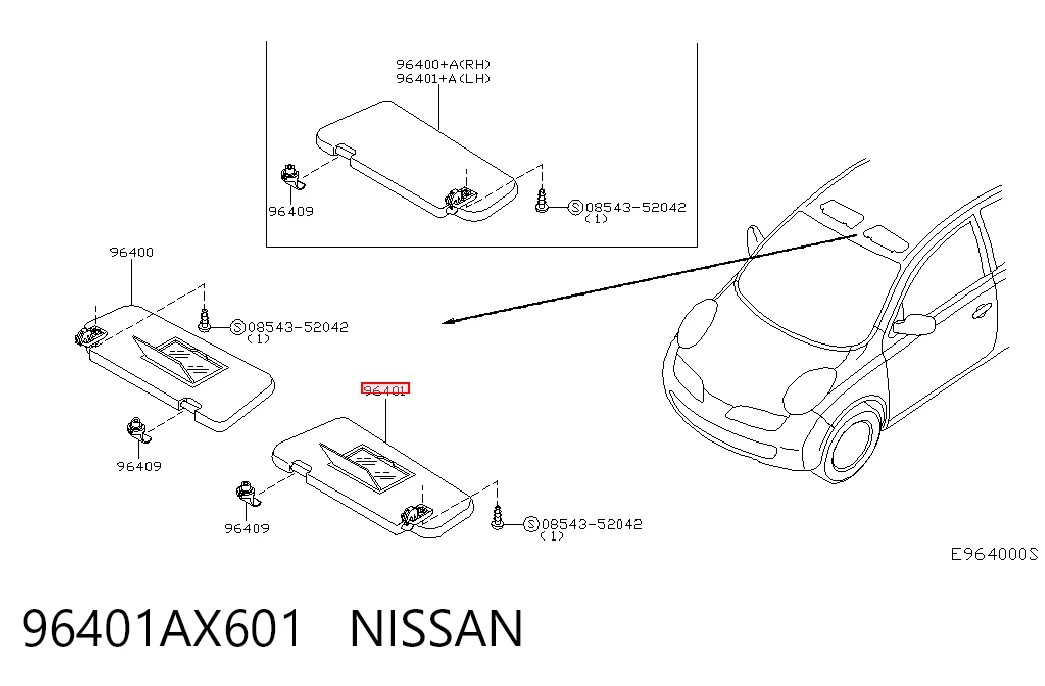 Pala contra o sol Nissan Micra  K12 ao melhor preço