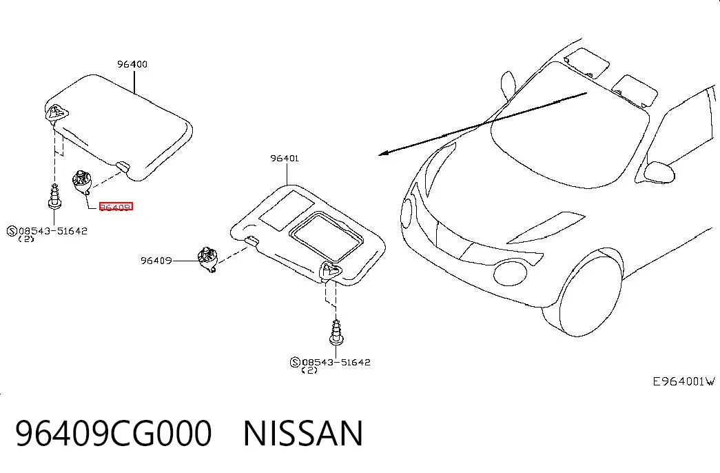 96409CG000 Nissan/Infiniti Pala contra o sol