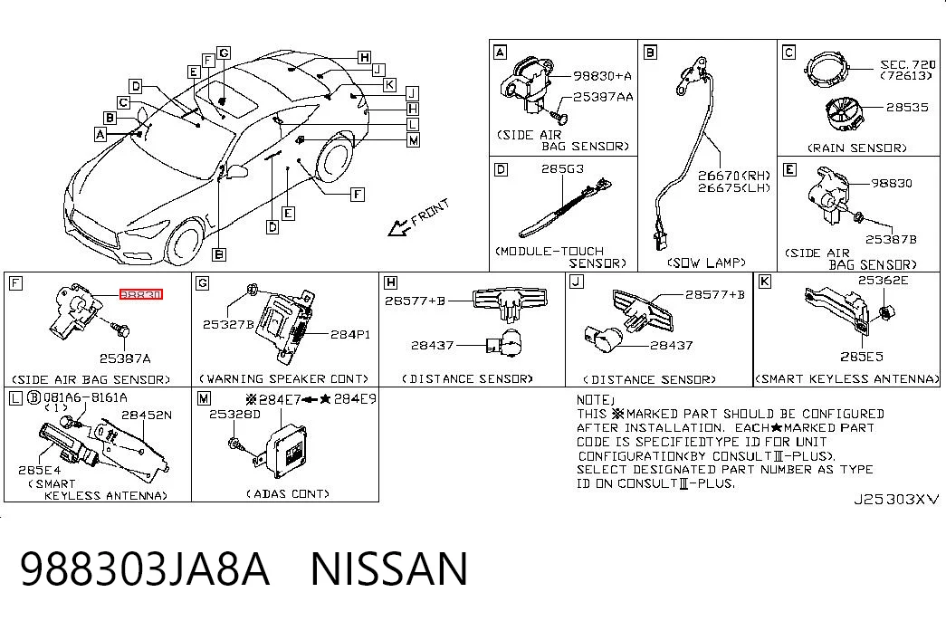 988303JA8A Renault (RVI) Sensor AIRBAG dianteiro