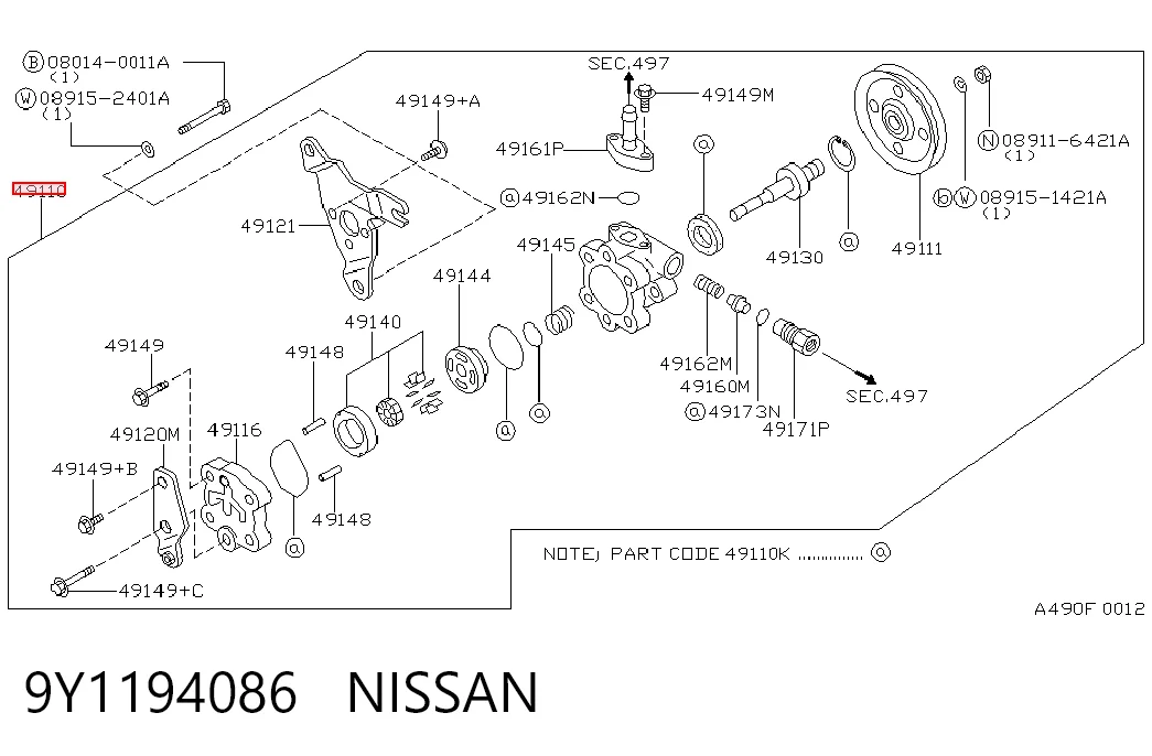 Bomba da Direção hidrâulica assistida para Nissan Primera  W10