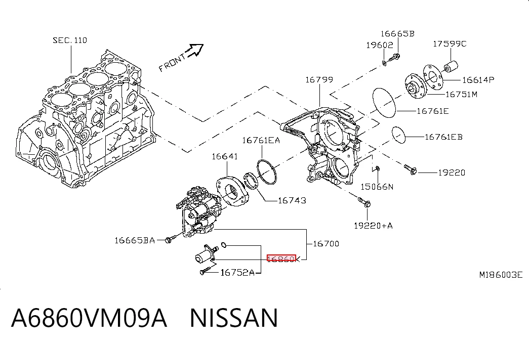 A6860VM09A Nissan/Infiniti Válvula de regulação de pressão (válvula de redução da Bomba de Combustível de Pressão Alta) Common-Rail-System