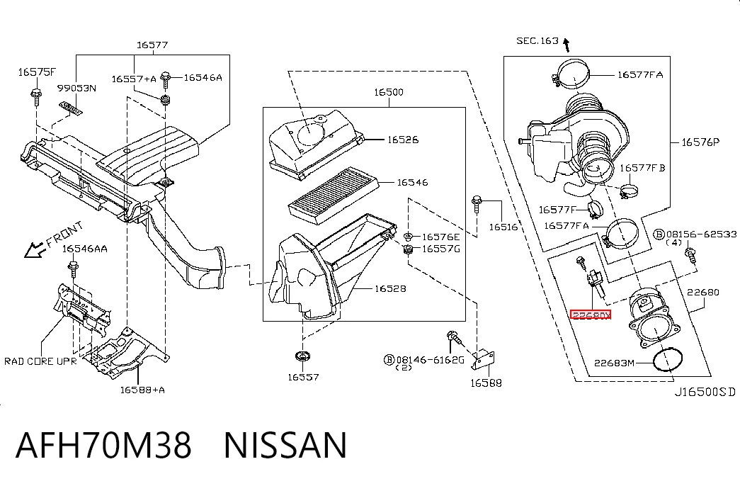 AFH70M38 Nissan/Infiniti Sensor de fluxo (consumo) de ar, medidor de consumo M.A.F. - (Mass Airflow)