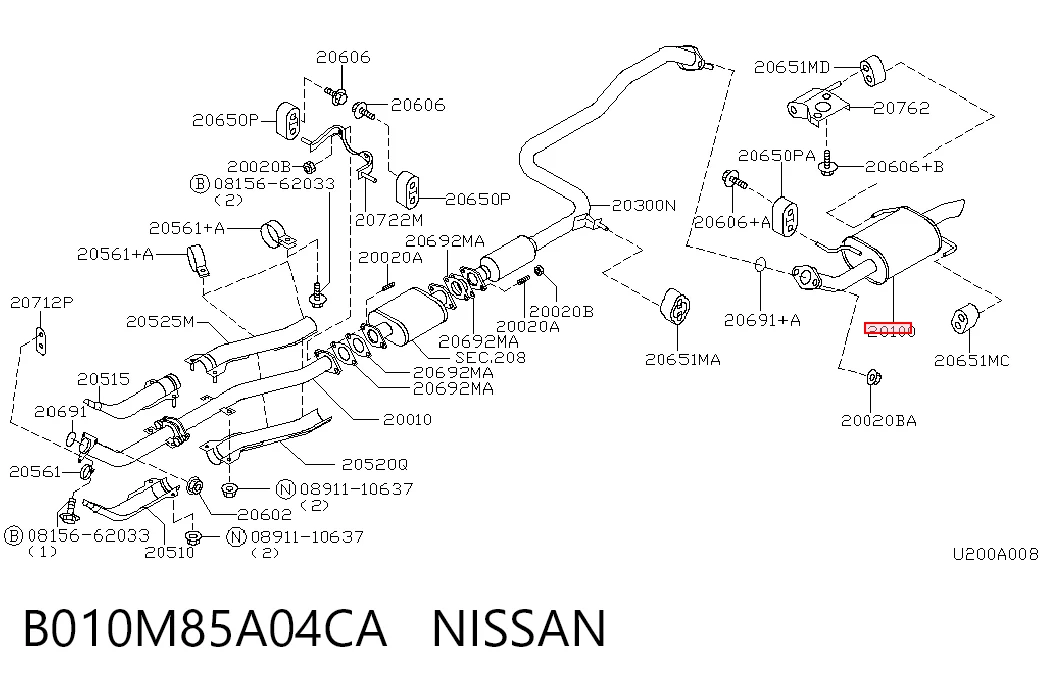 Silenciador, parte traseira Nissan Primera P11 ao melhor preço