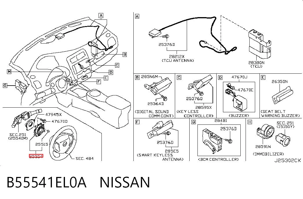 Anel AIRBAG de contato, cabo plano do volante para Nissan JUKE JPN F15