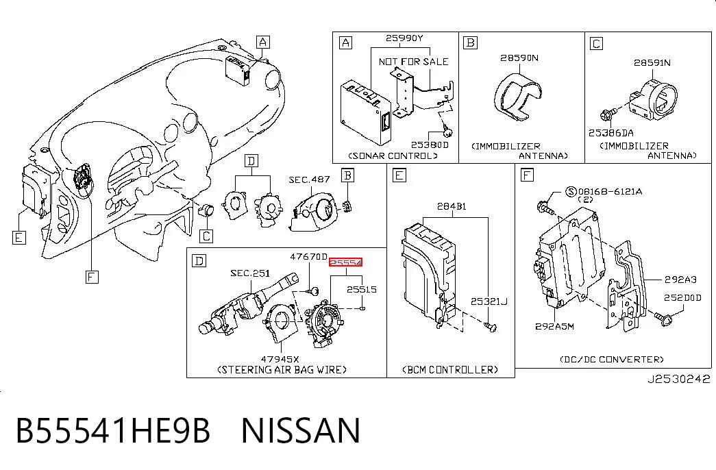  Anel AIRBAG de contato, cabo plano do volante Nissan JUKE JPN hatchback (F15) (2010 - 2019) JPN