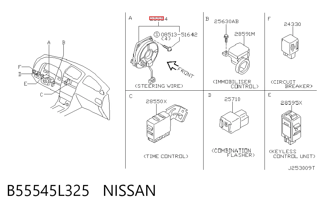 Anel AIRBAG de contato, cabo plano do volante Nissan Patrol  Y61