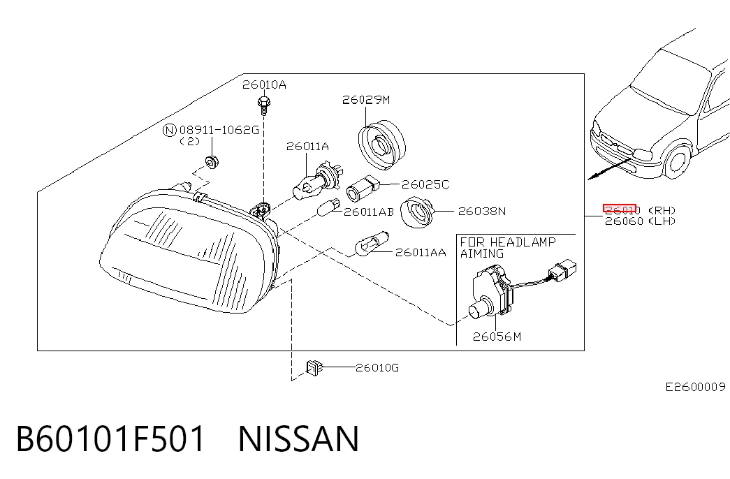 Luz direita Nissan Micra preço, a partir de 98,01 USD