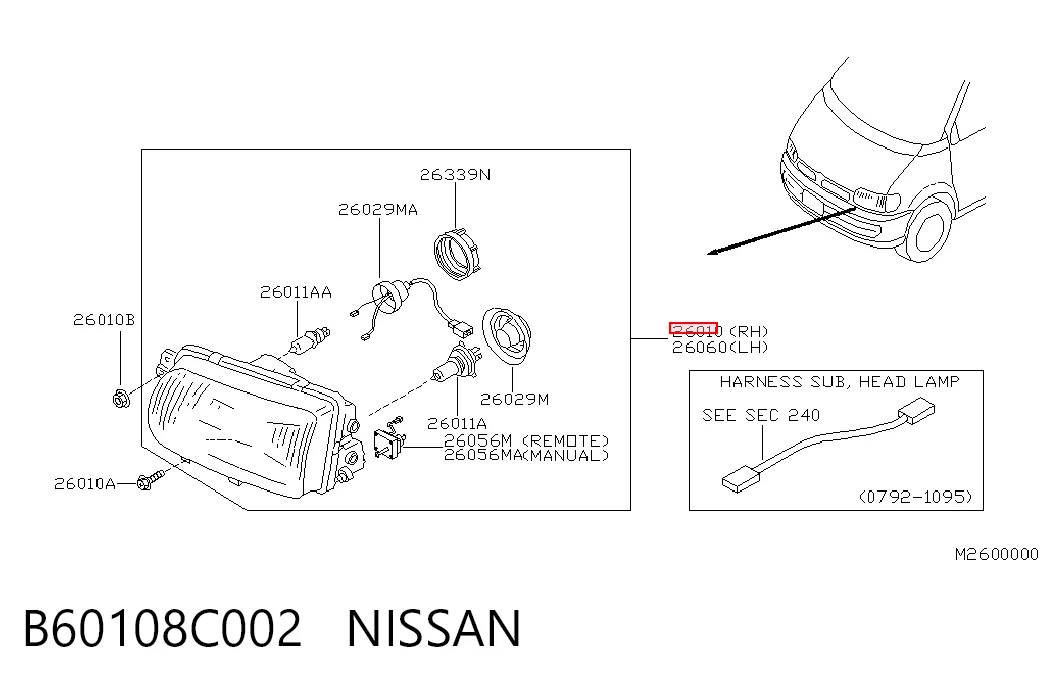Luz direita para Nissan Vanette CARGO C23