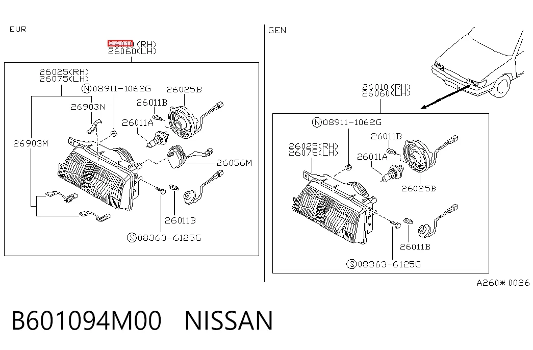 Luz direita Nissan Sunny II N13 ao melhor preço