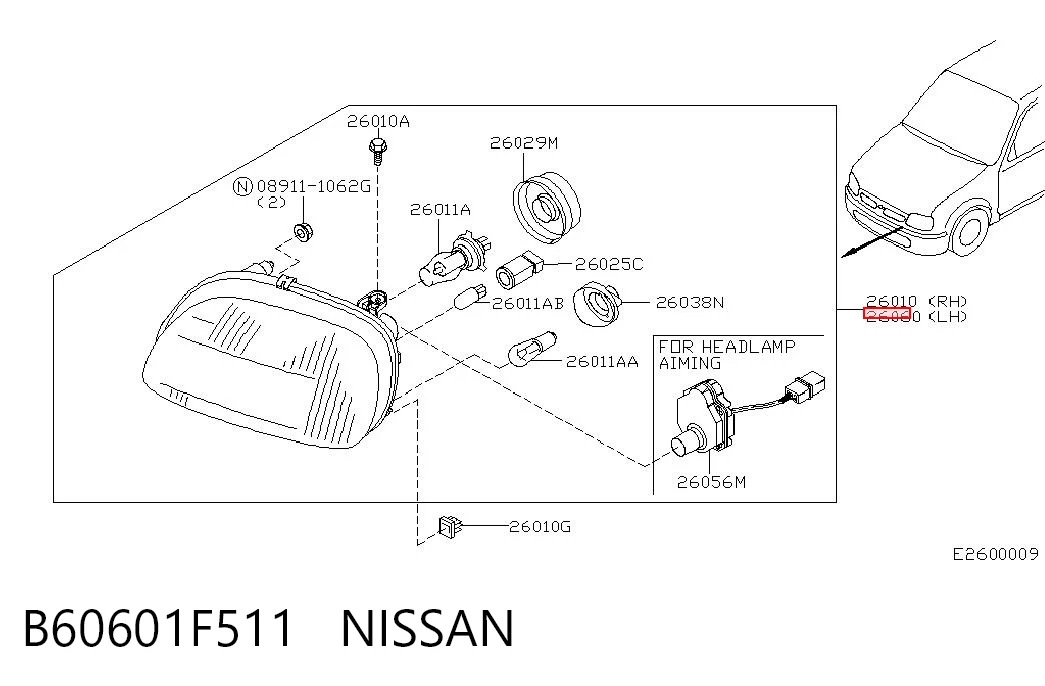 Luz esquerda para Nissan Micra K11