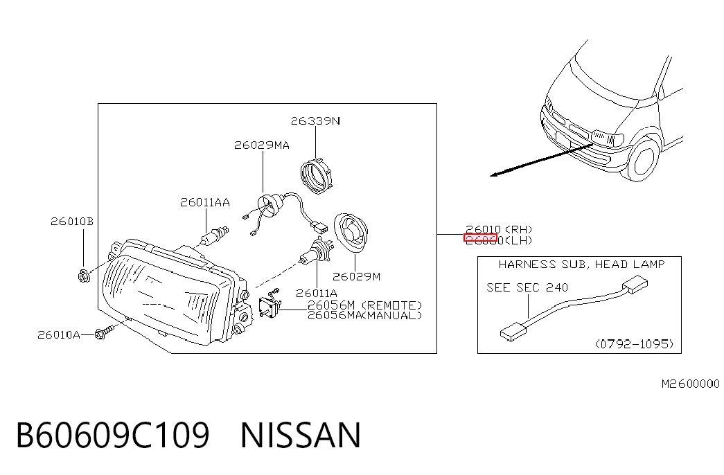 Luz esquerda para Nissan Vanette CARGO C23