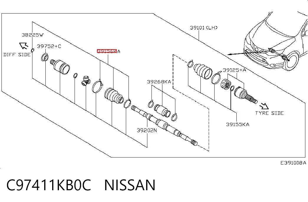 Bota de proteção interna de junta homocinética do semieixo dianteiro para Audi A4 Avant B8 8K5