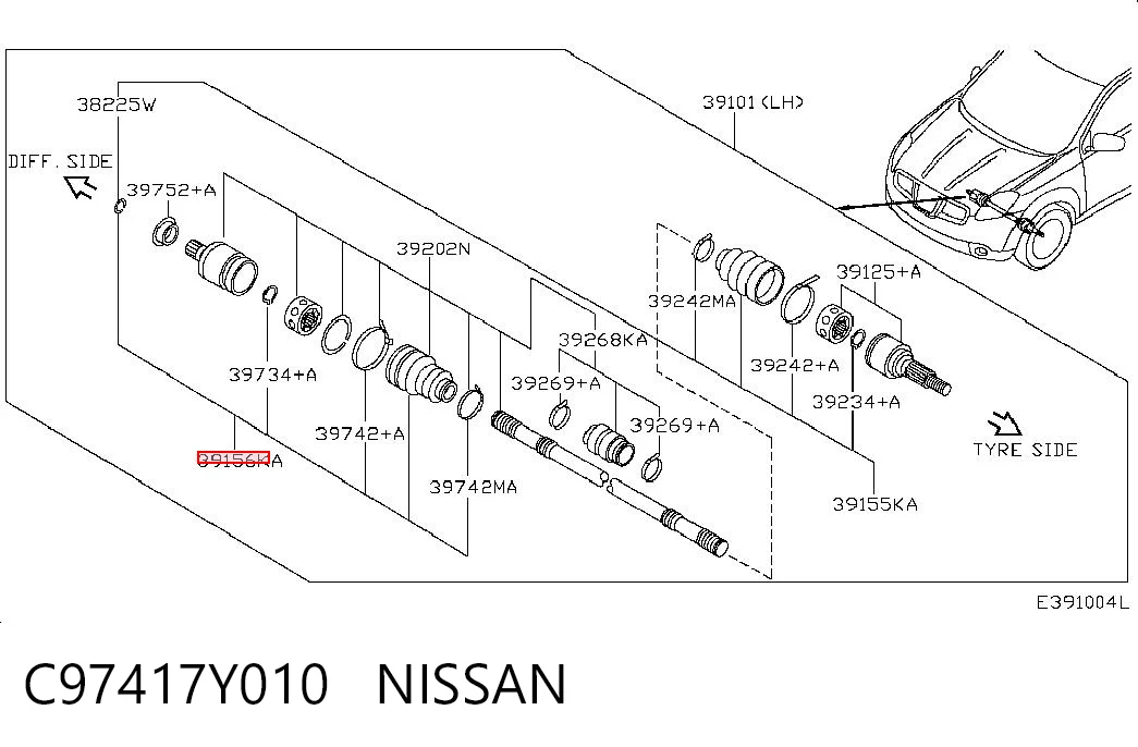  Bota de proteção interna de junta homocinética do semieixo dianteiro Nissan Qashqai II SUV (J11) (2013 - 2021) II