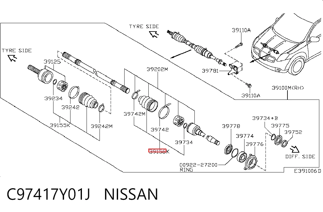 Compre Bota de proteção interna de junta homocinética do semieixo dianteiro Nissan Qashqai 2