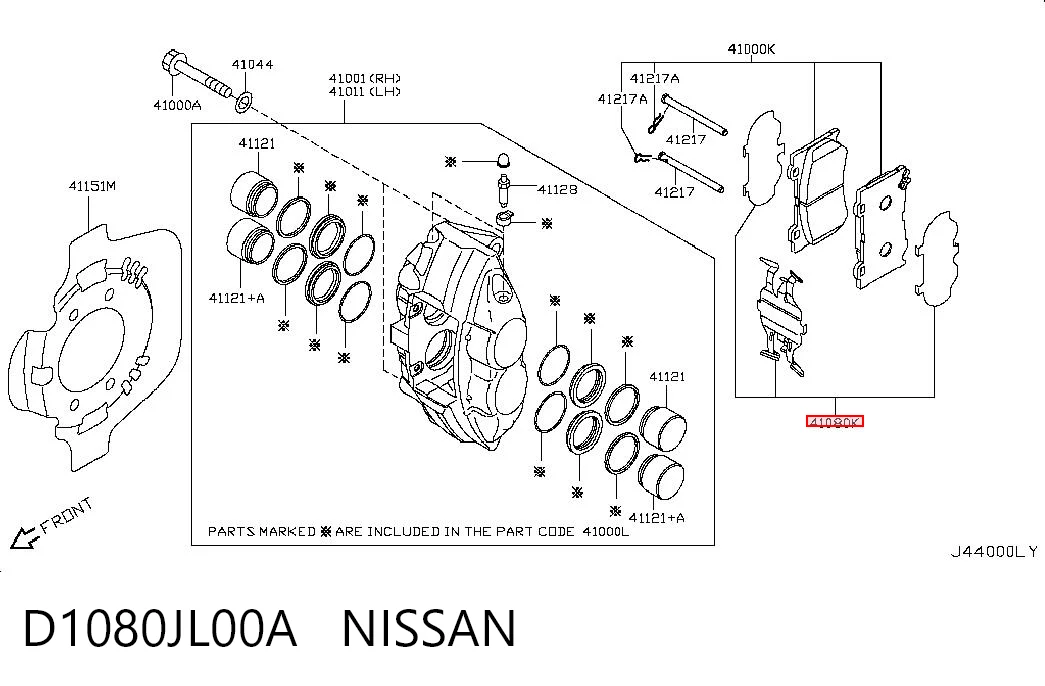 D1080JL00A Nissan/Infiniti Chapa anti-ruído de fixação do freio de sapata dianteira
