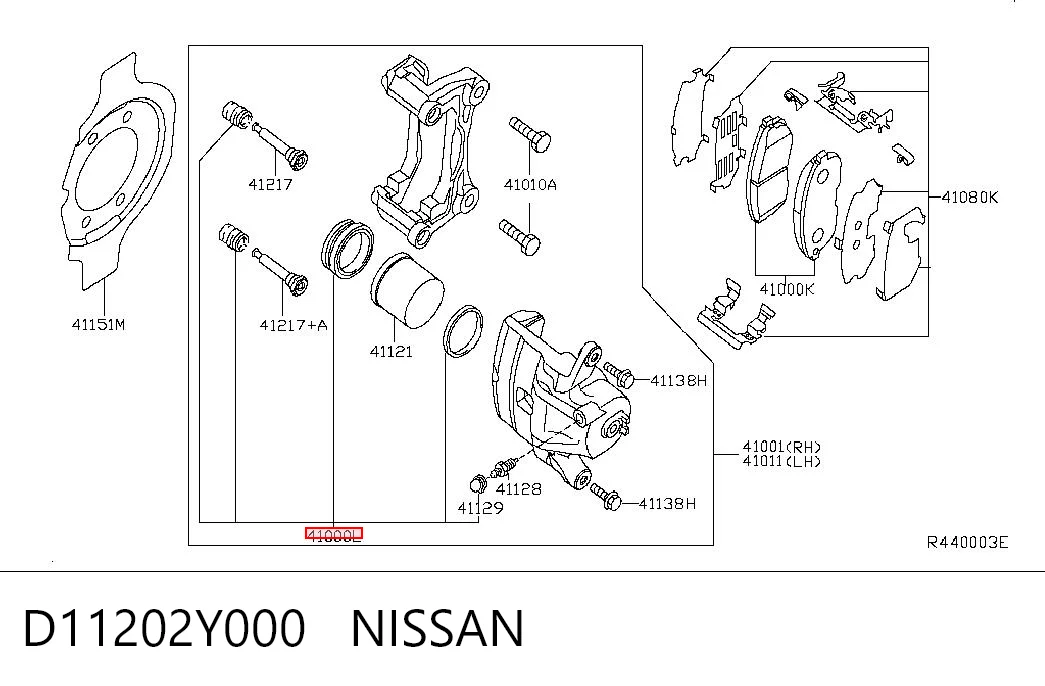  Kit de reparação de suporte do freio dianteiro Nissan Tiida hatchback (C11X) (2004 - 2014) 
