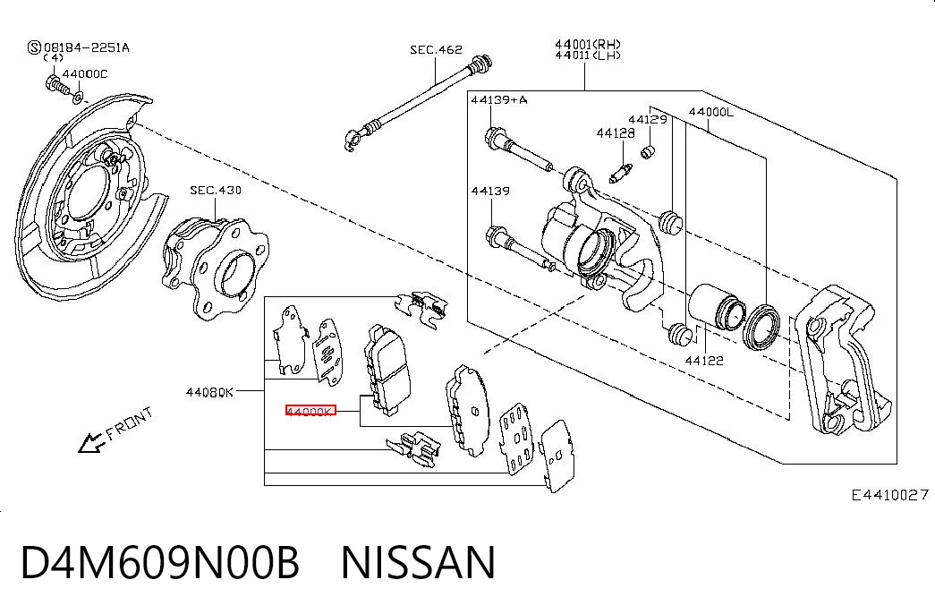 D4M609N00B Nissan/Infiniti Sapatas do freio traseiras de disco