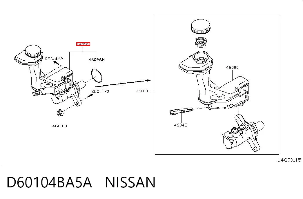 Cilindro mestre do freio Nissan Qashqai preço, a partir de 43,98 USD