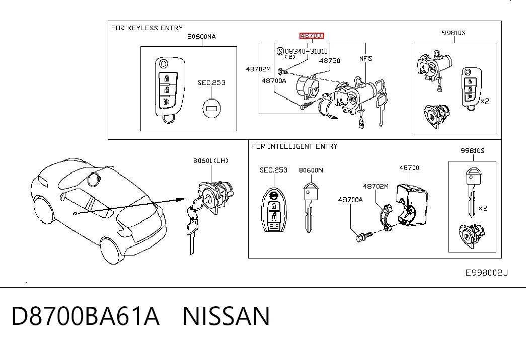 Fecho de ignição Nissan JUKE  F15E ao melhor preço