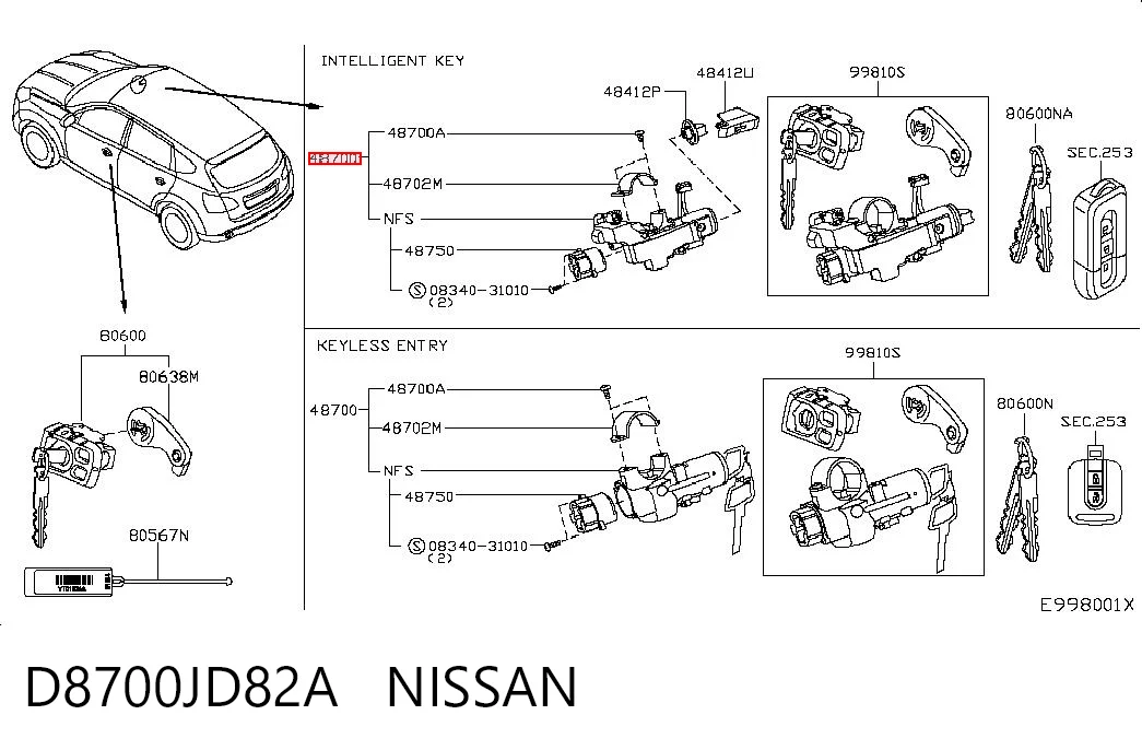 Fecho de ignição Nissan Qashqai  J10 ao melhor preço