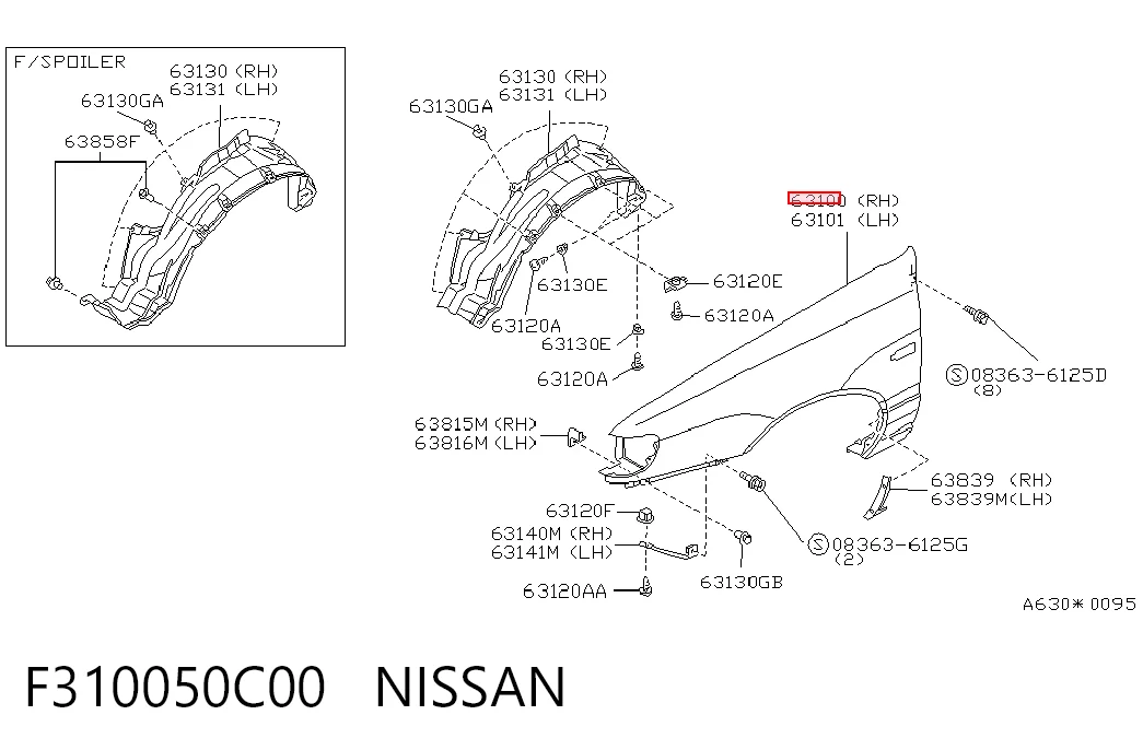 Pára-lama dianteiro direito para Nissan Sunny N14