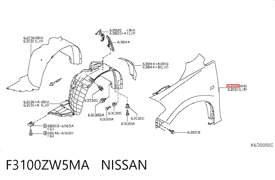  Pára-lama dianteiro direito Nissan Tiida hatchback (C11X) (2004 - 2014) 
