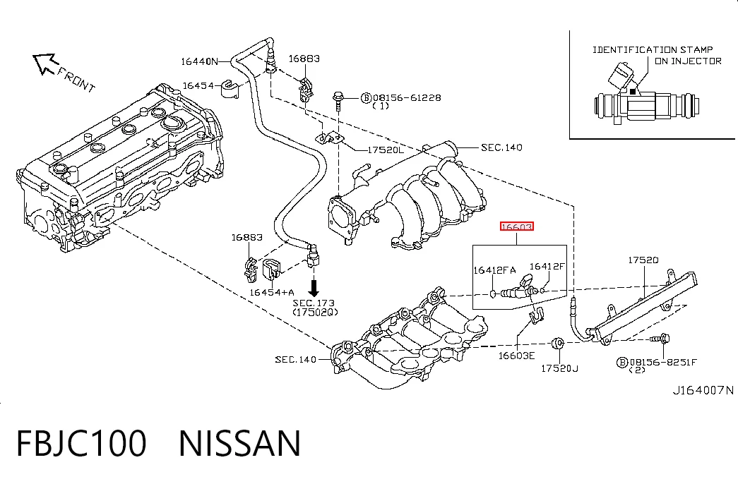 FBJC100 Nissan/Infiniti Injetor de injeção de combustível